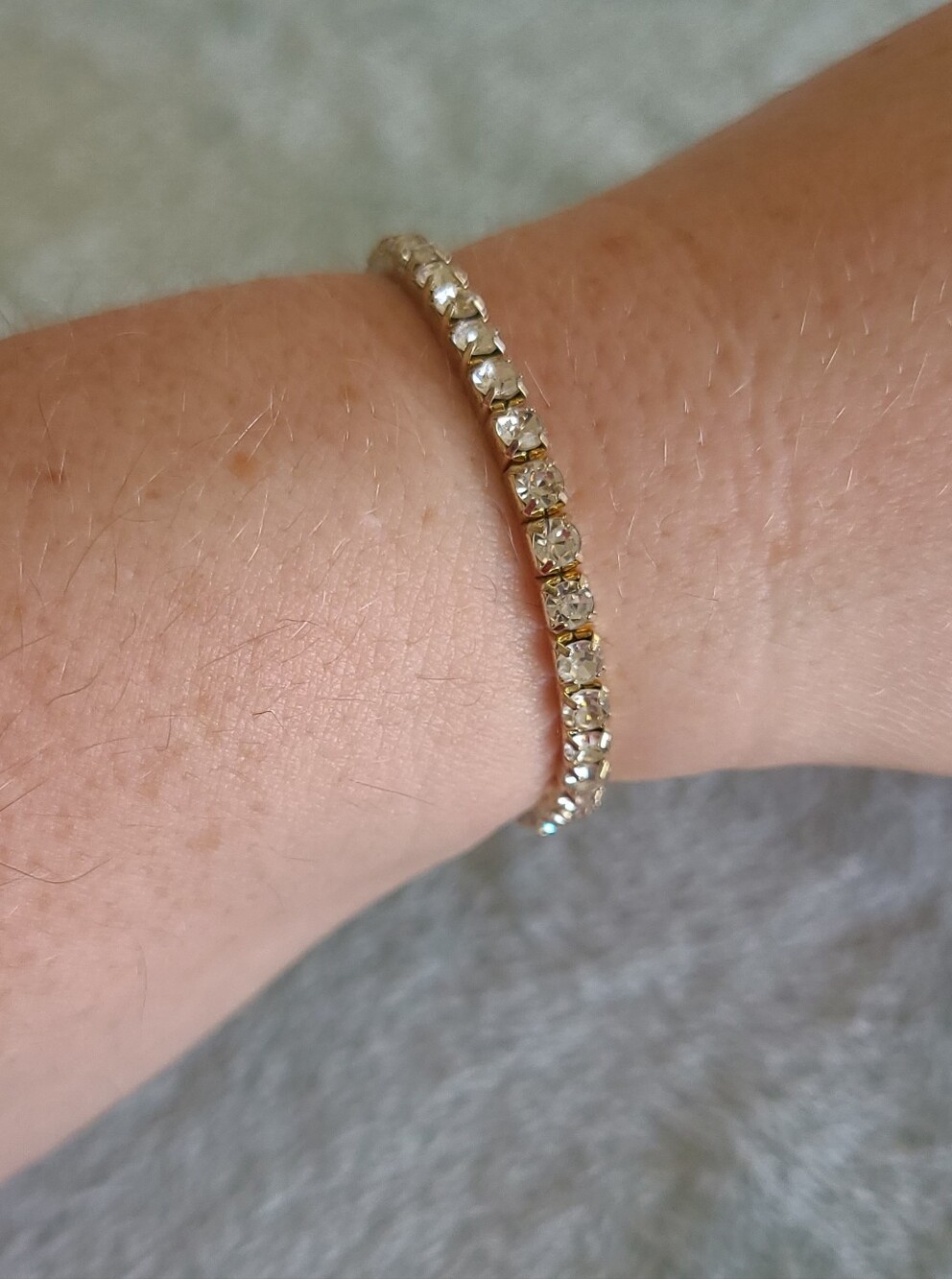 Vintage Goldtone and Crystal Stretch Tennis Bracelet